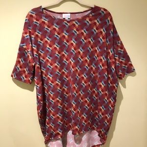🌻Lula Roe Red Patterned Oversized Shirt, Sz Small